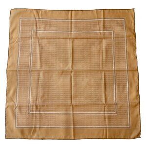 Vintage Beige Chevron Weave Print Polyester Square Scarf 27" X 27" Japan White